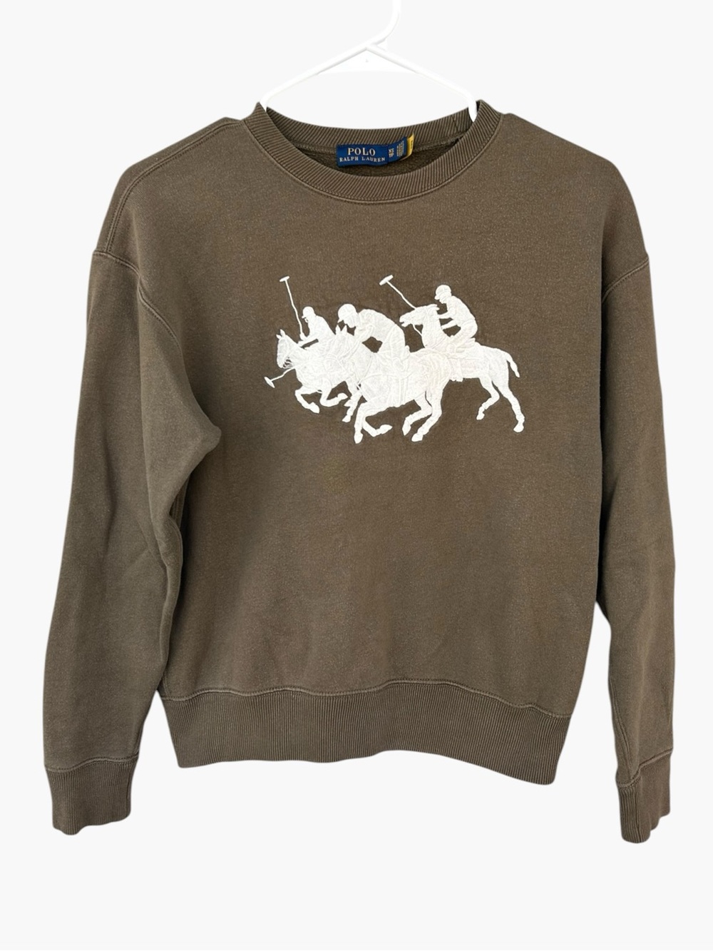 Polo Ralph Lauren Vintage Olive Crewneck Sweatshirt - Size XS - Polo Player Logo